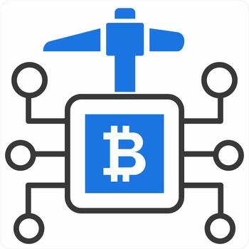 CPU Mining icon concept in blue color icon vector