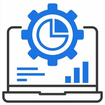 Data Processing icon concept in blue color icon vector