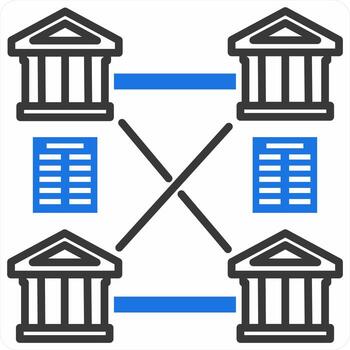 Distributed Ledger icon concept in blue color icon vector