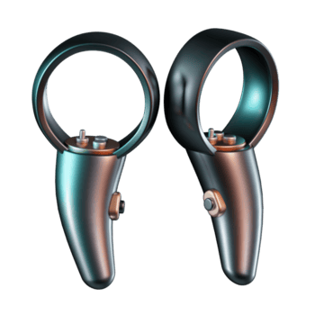 dois vr jogos mão controladores com ampla argolas e botões 3d ícone ilustração png