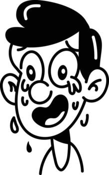 A hand drawn icon of a weeping character vector