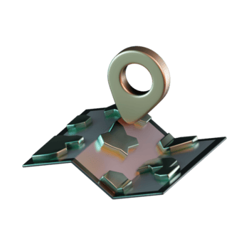 gekantelde visie kaart met plaats pin wijzer 3d icoon png