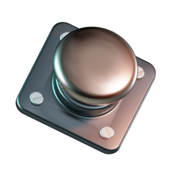 Overhead Angled View Copper Push Button Switch 3D Icon png