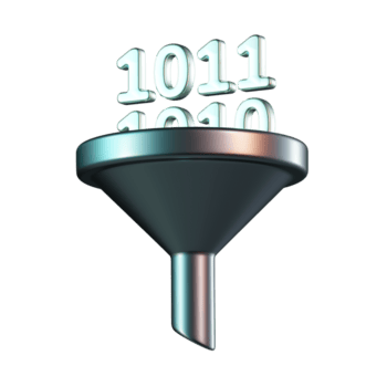 Procesando binario información con embudo 3d icono png