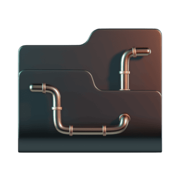 mörk fil mapp med rör mask skadliga program 3d ikon png