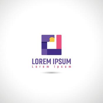 Abstract Geometric Square Logo with Colorful Shapes vector