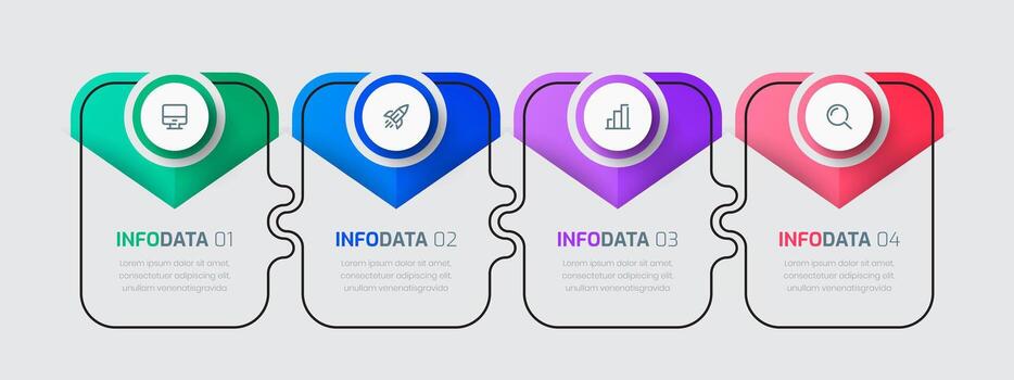 Business Infographic Template with Thin Lines, 4 Options and Icons for Presentation vector