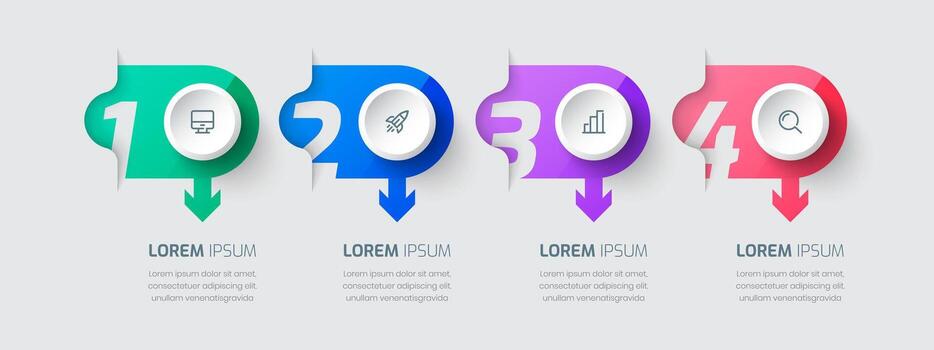 Infographic Design Presentation Business Template with Arrow, Colorful Style, 4 Number and Icon vector