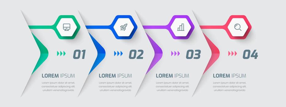 Timeline Infographic Template with Simple Style, Icons and 4 Numbers for Presentation vector