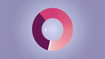abstrakt cirkel Diagram visas data med rosa och lila segment på en lutning bakgrund, representerar tillväxt och analys i en modern stil. video