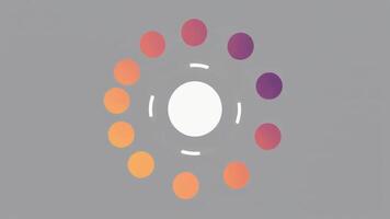 Colorful circles rotate around a central white circle on a gray backdrop, creating a modern and abstract visual with a sense of motion and vibrancy. video