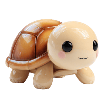 tartaruga réptil Concha fofa kawaii 3d render objeto em transparente fundo png