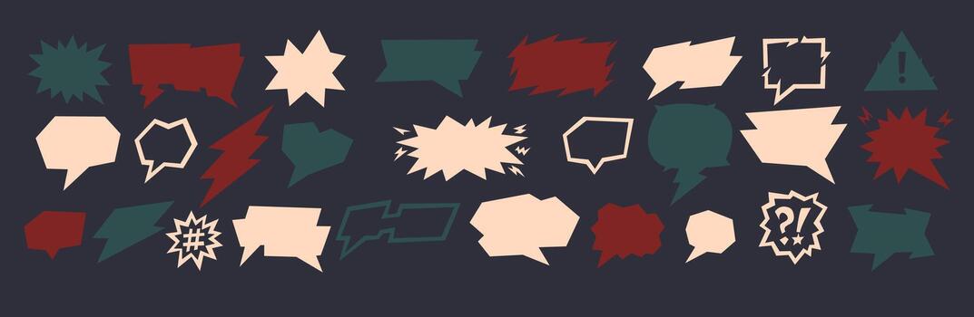 A comic conversation design shows speech bubbles where a talk icon and line frame define the style. Comic conversation shapes include hand drawn chat boxes, doodle balloons and communication labels vector