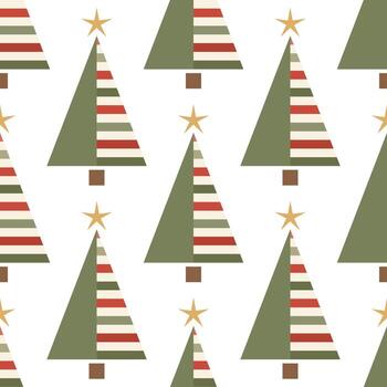 Christmas seamless pattern with an abstract Christmas tree made of geometric shapes and lines, New Year background for winter holidays vector