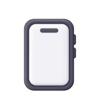 Black smartphone with white screen. Technology, communication, mobile app and digital device concept. 3d icon. Cartoon minimal style. vector