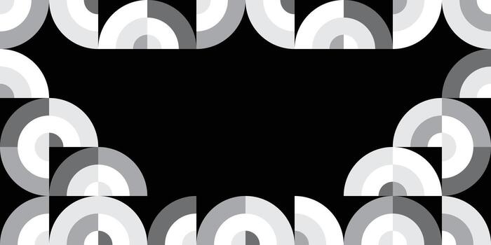 Monochrome Frame of Concentric Arc Quarter-Circles vector