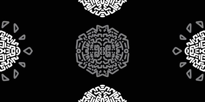 Intricate Grayscale Circular Abstract Repeating Motifs vector