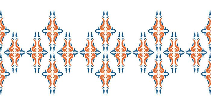 Seamless Pattern of Interlocking Blue and Orange Scrolls vector