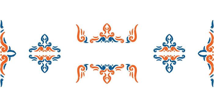 Dynamic Center and Side Scroll Motif in Contrast vector