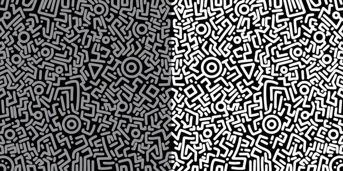 Intricate Monochrome Abstract Maze Pattern Design vector