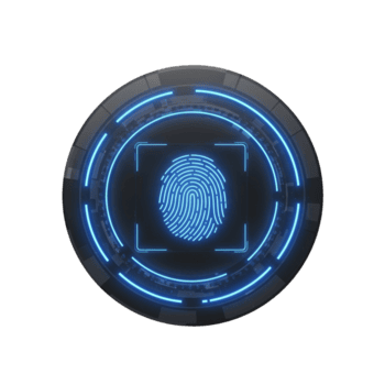 vingerafdruk scannen technologie futuristische biometrisch identificatie veiligheid systeem toegang controle autorisatie Aan transparant achtergrond png