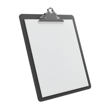 Zwischenablage mit leer Papier Attrappe, Lehrmodell, Simulation zum Anmerkungen Checkliste oder dokumentieren Präsentation Vorlage Design Konzept auf transparent Hintergrund png