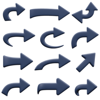 collection de bleu La Flèche graphique pour direction la navigation et utilisateur interface conception éléments ensemble conception sur transparent Contexte png