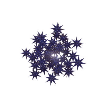 klunga av skarp, djup indigo spiked stjärna former med central glimt, transparent bakgrund png