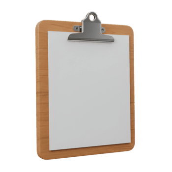 de madera portapapeles con blanco papel sábana modelo para notas Lista de Verificación o presentación aislado objeto en transparente antecedentes png