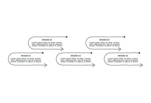Doodle concept for infographic with 5 steps, options, parts or processes. Business data visualization. vector