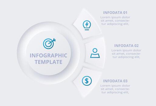 Neumorphic flowchart infographic. Creative concept for infographic with 3 steps vector