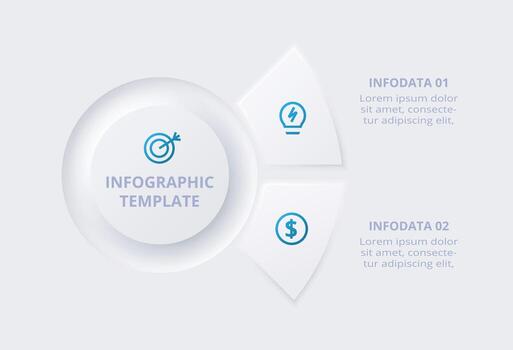 neumorfo diagrama de flujo infografía. creativo concepto para infografía con 2 procesos. vector