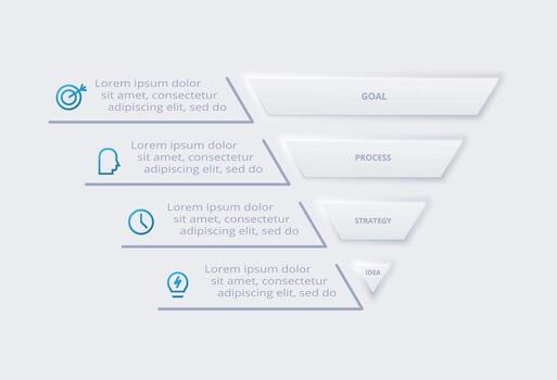 Neumorphic flowchart infographic. Creative concept for infographic with 5 processes. vector
