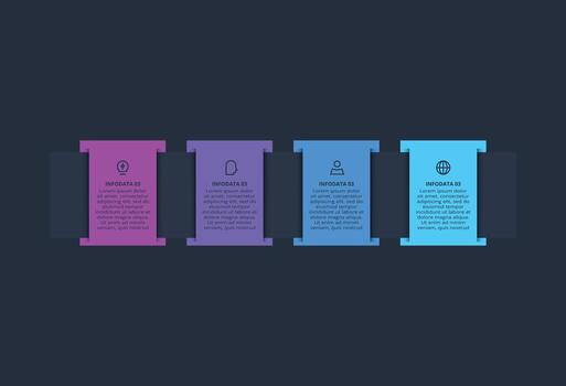 Creative infographic with 4 processes, template for web on a black background. vector