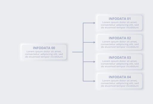 Neumorphic flowchart infographic. Creative concept for infographic with 4 processes. vector