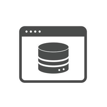 Backend integration icon with a database symbol on a webpage for a content management system vector