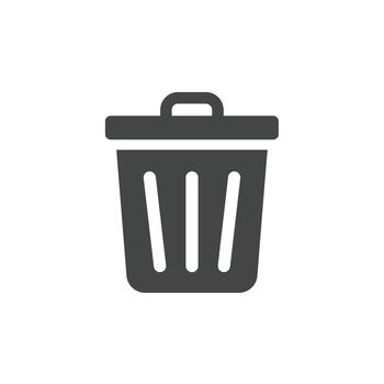 Solid icon of a trash can with a lid representing proper waste disposal and public sanitation vector