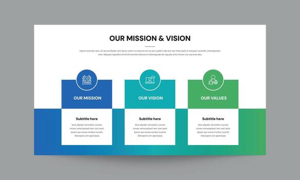 Modern Mission Vision Values Infographic Template Company Presentation Slide Design vector