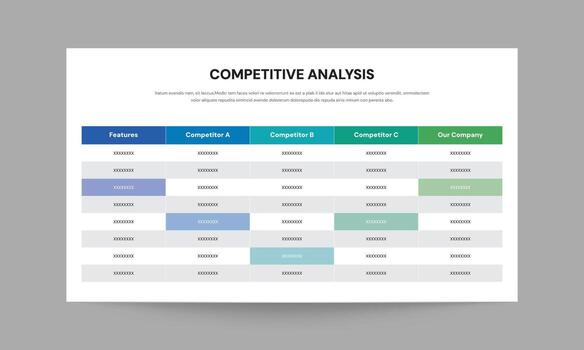 Competitive Analysis Table Template Business Strategy and Competitor Comparison Matrix vector