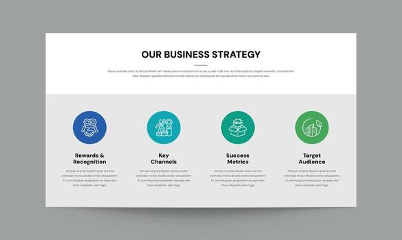 Professional Business Strategy Presentation Slide Key Channels, Success Metrics, and Target Audience vector
