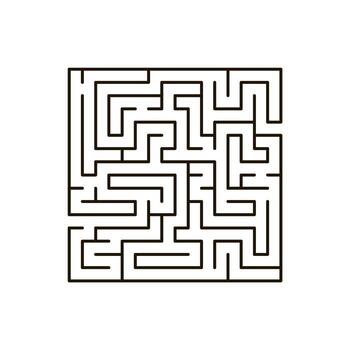 Maze game, exploration and strategy. Square riddle challenge. Winding corridors in engaging puzzle with twists, turns and hidden pathways. illustration on white background vector
