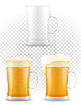 Realistic beer glasses with foam vector