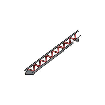 ilustración de un extensible fuego camión escalera segmento, destacando sus robusto enrejado estructura y rojo la seguridad acentos, esencial para emergencia servicios y rescate operaciones vector