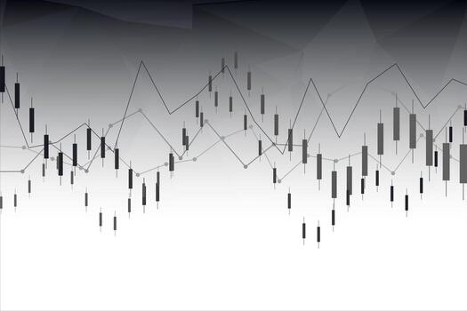 Black and gray candlestick chart on a gradient background vector