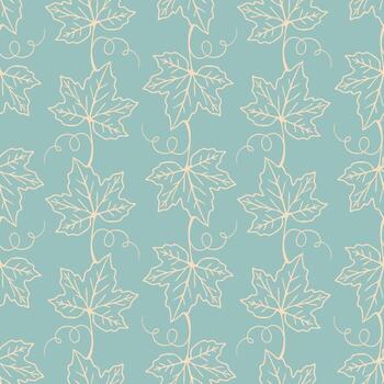 azul pastel modelo con vid , contorno dibujo de uva enredadera, ornamento. textil antecedentes. vector