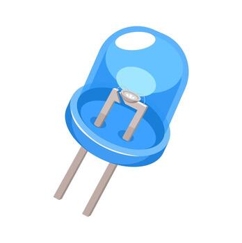 Blue LED Diode Isometric Electronic Component for Circuit and Technology Design Illustration vector