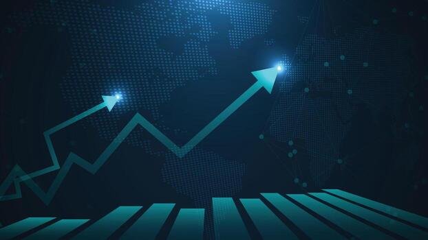 negocio vela palo grafico mercado inversión comercio en azul antecedentes. vector