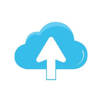 Blue cloud upload icon for data transfer vector