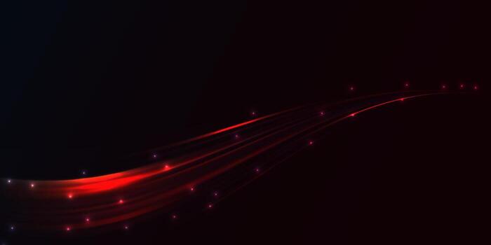 Abstract gradient mesh wave with moving flowing sparkling particles. Futuristic background with dynamic red wave. illustration. vector