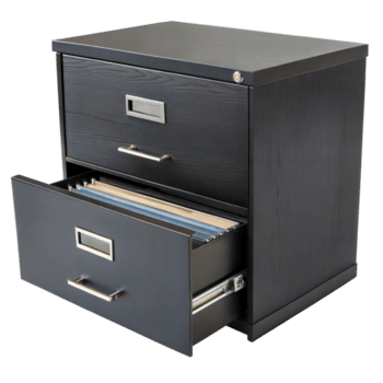 negro madera dos cajones presentación gabinete con un abierto cajón demostración colgando archivo carpetas png